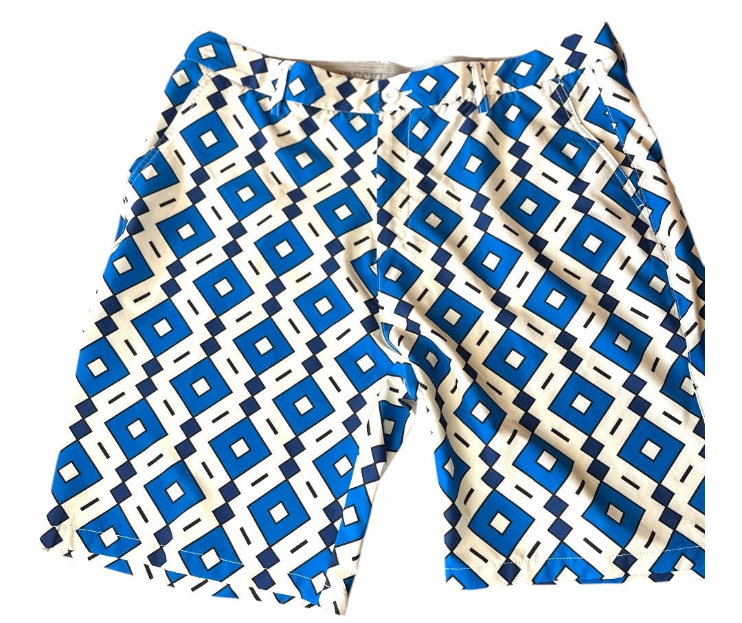 Hreski Performance Golf Mens Blue Geometric Preloved Shorts Size 38*