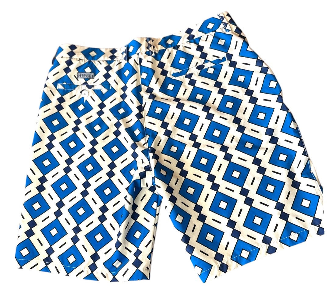 Hreski Performance Golf Mens Blue Geometric Preloved Shorts Size 38*