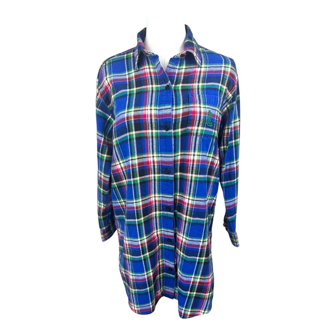 Lauren Ralph Lauren Plaid Mens Flannel Sleepwear Shirt Vintage Size Small*