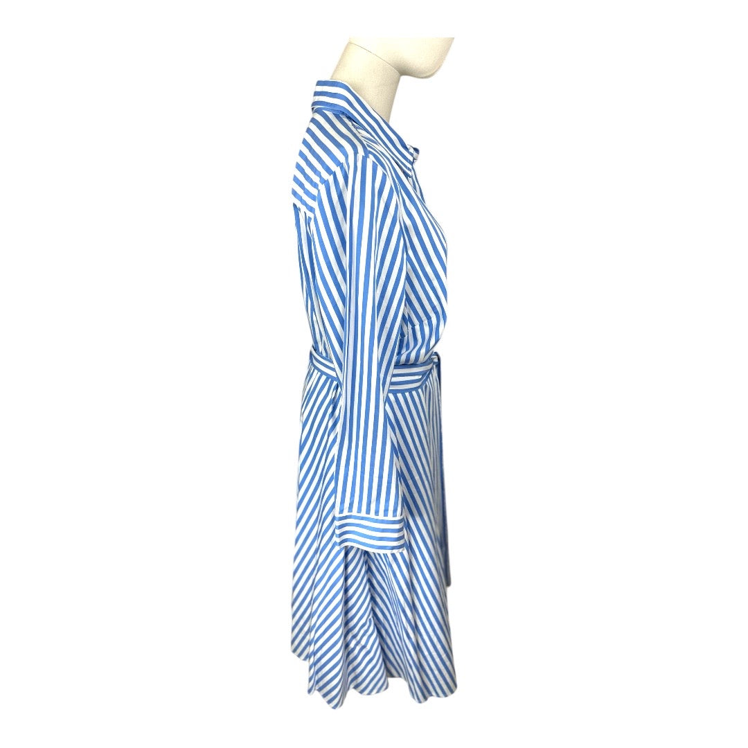 Talbots Plus Blue Striped 100% Cotton Shirt Dress Womens Size 16W New