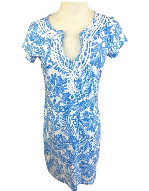 Lilly Pulitzer Brewster 100% Pima Cotton Embroidered T Shirt Dress Small New
