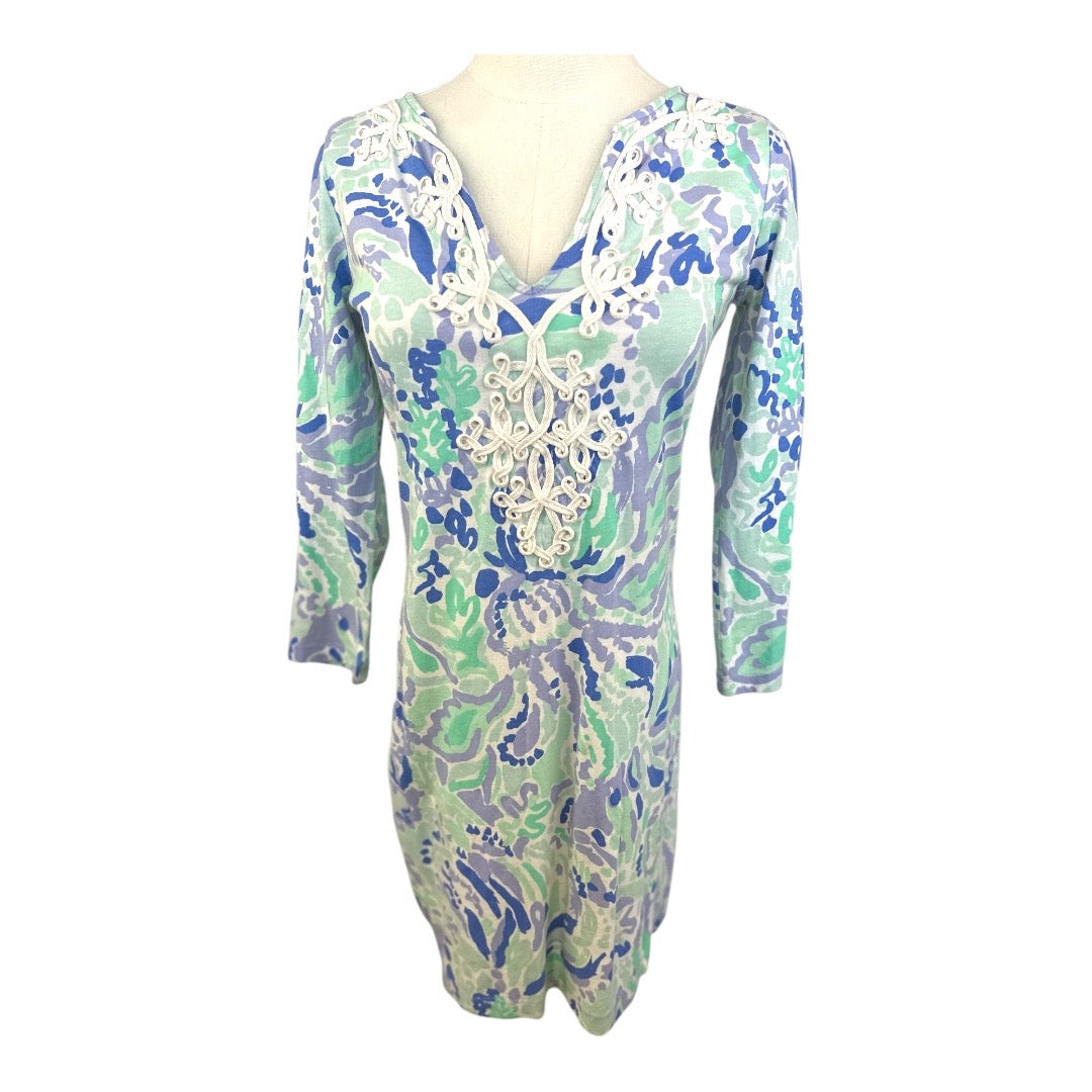 Lilly Pulitzer 100% Supima Cotton Marina Long Sleeve Preloved Dress Size Small*
