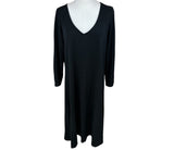 Eileen Fisher Black V Neck Stretch Jersey Preloved Midi Dress XL*