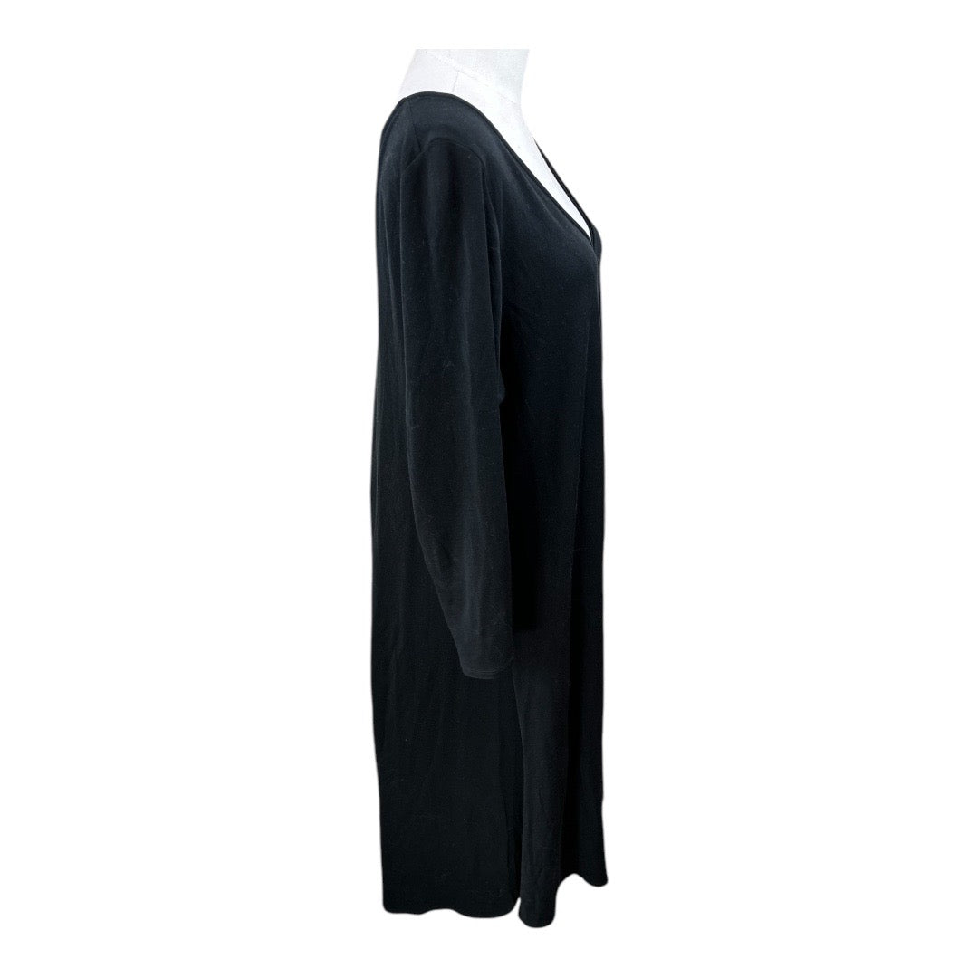 Eileen Fisher Black V Neck Stretch Jersey Preloved Midi Dress XL*