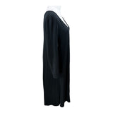 Eileen Fisher Black V Neck Stretch Jersey Preloved Midi Dress XL*