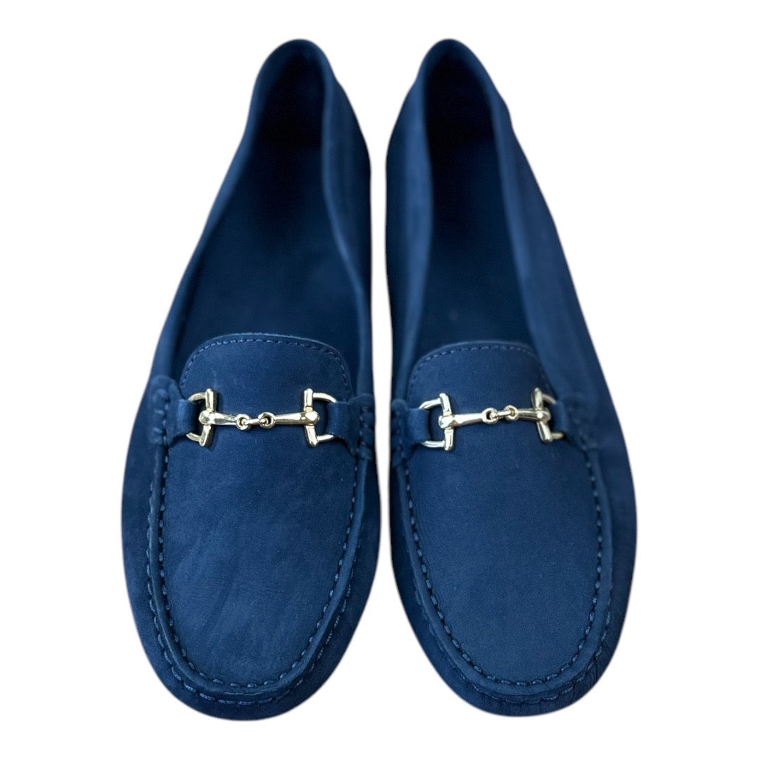 Massimo Matteo Blue Suede Womens Horse Bit Driving Mocs Size 8 NEW