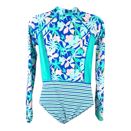 Coolibar Floral Long Sleeve Surf One Piece Short Suit Preloved Youth Girls XL*