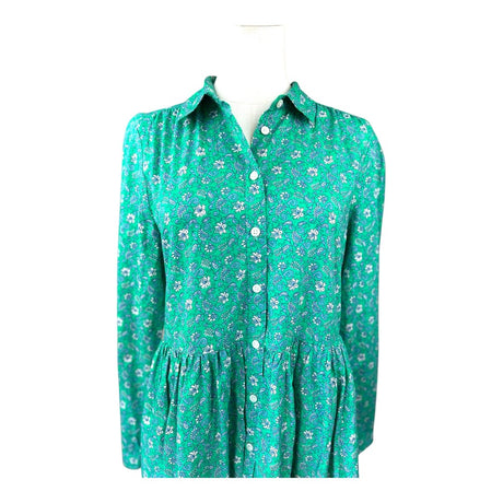 J. Crew Emerald Green Floral Cotton Preloved Mini Dress Size 6*