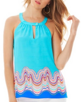 Lily Pulitzer Aqua Reef Womens Silk Halter Top