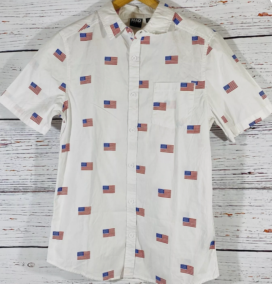 Mad Engine Flag All Over Vintage Mens Shirt*