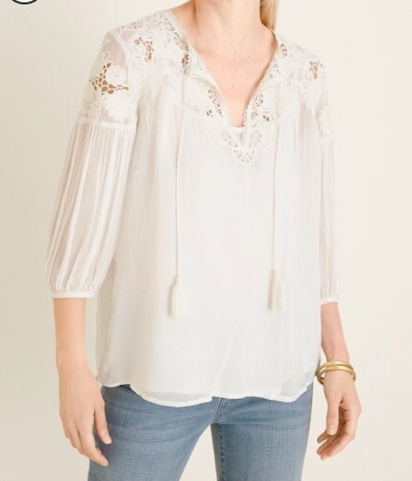 Chicos Summer White Sheer Womens Shirt