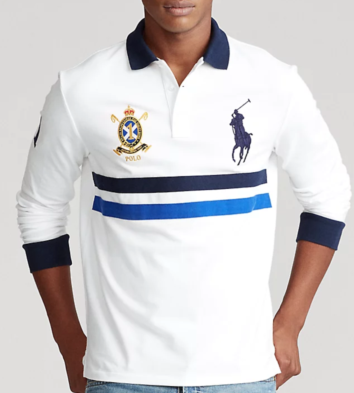 Polo Ralph Lauren Custom Slim Fit Long Sleeve Preloved Mesh Crest Polo XL