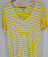 Joules Lola Linen Blend Yellow Striped Womens Tee