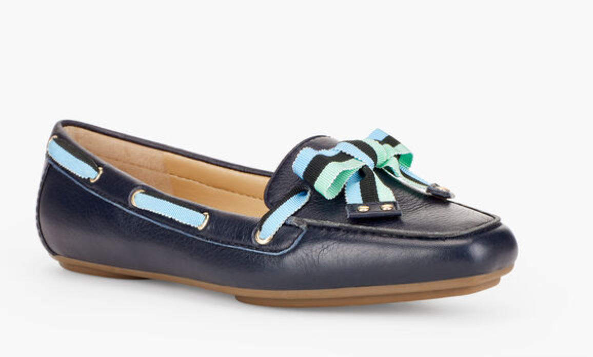 Talbots Becca Ribbon Driving Mocs Navy Floor Sample Size 8.5