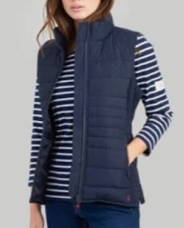 Joules Warm Welcome Collection Womens Navy Quilted Vest Size 14