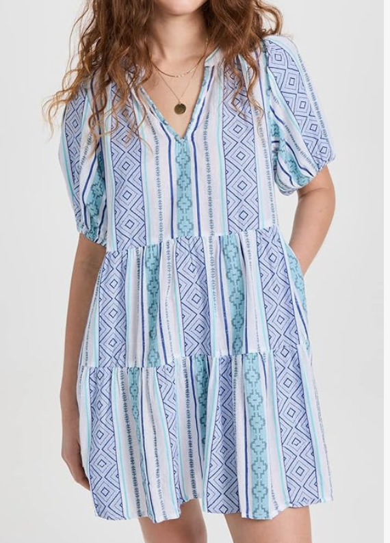 Velvet Monque Aztec Blue Dress